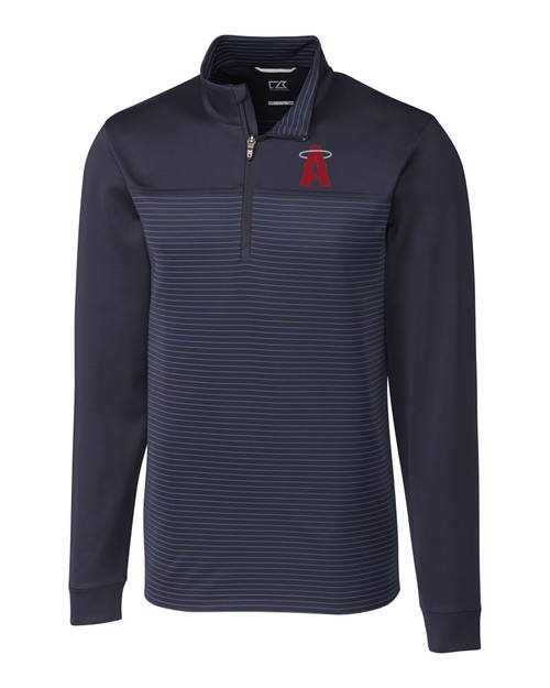 Los Angeles Angels City Connect Cutter & Buck Traverse Stripe Stretch Quarter Zip Mens Big and Tall Pullover LYN_MANN_HG 1