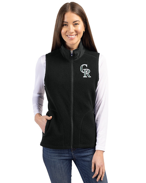 Colorado Rockies City Connect Cutter & Buck Cascade Eco Fleece Womens Vest Black Front