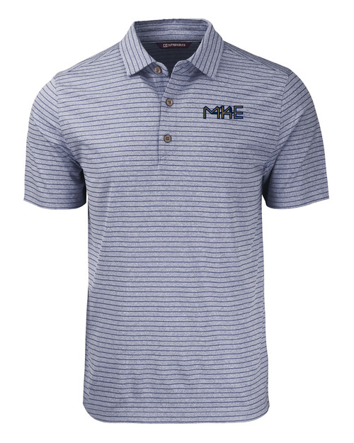 Milwaukee Brewers City Connect Cutter & Buck Forge Eco Heather Stripe Stretch Recycled Mens Polo NVH_MANN_HG 1