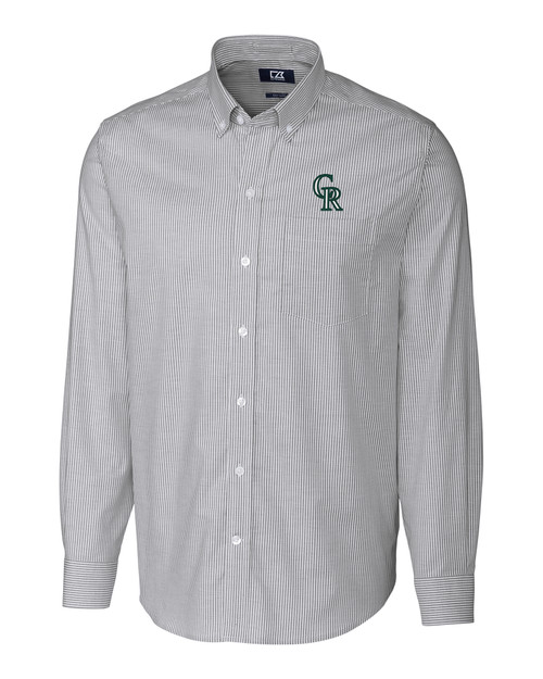 Colorado Rockies City Connect Cutter & Buck Stretch Oxford Stripe Mens Long Sleeve Dress Shirt CC_MANN_HG 1