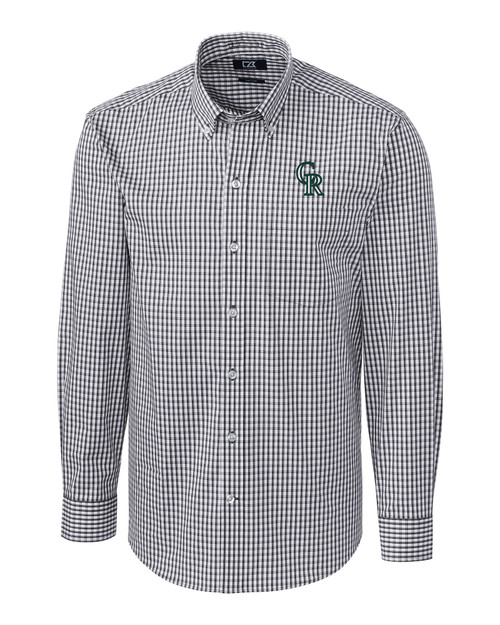 Colorado Rockies City Connect Cutter & Buck Easy Care Stretch Gingham Mens Long Sleeve Dress Shirt CC_MANN_HG 1