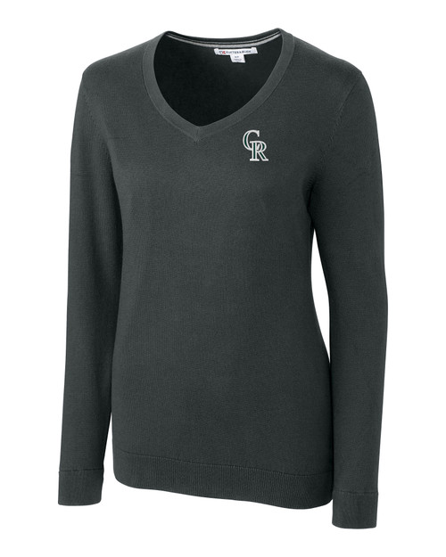 Colorado Rockies City Connect Cutter & Buck Lakemont Tri-Blend Womens V-Neck Pullover Sweater CCH_MANN_HG 1