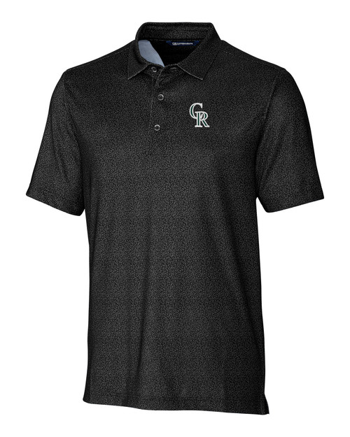 Colorado Rockies City Connect Cutter & Buck Pike Micro Floral Print Stretch Mens Polo BL_MANN_HG 1