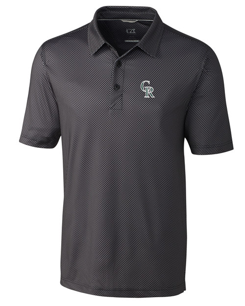 Colorado Rockies City Connect Cutter & Buck Pike Mini Pennant Print Stretch Mens Polo BL_MANN_HG 1