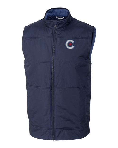 Chicago Cubs City Connect Cutter & Buck Stealth Hybrid Quilted Mens Big and Tall Windbreaker Vest LYN_MANN_HG 1