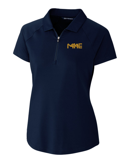 Milwaukee Brewers City Connect Cutter & Buck Forge Stretch Womens Short Sleeve Polo LYN_MANN_HG 1