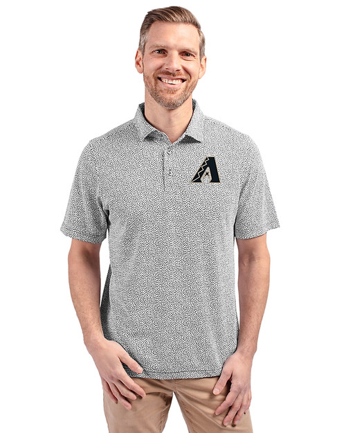 Arizona Diamondbacks City Connect Cutter & Buck Virtue Eco Pique Botanical Print Recycled Mens Polo Black Front