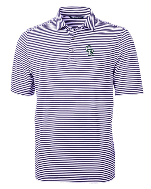 Colorado Rockies City Connect Cutter & Buck Virtue Eco Pique Stripe Recycled Mens Big and Tall Polo CLP_MANN_HG 1