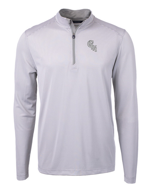 Chicago White Sox City Connect Cutter & Buck Virtue Eco Pique Micro Stripe Recycled Mens Big & Tall Quarter Zip POLWH_MANN_HG 1