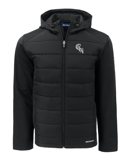 Chicago White Sox City Connect Cutter & Buck Evoke Hybrid Eco Softshell Recycled Full Zip Mens Big & Tall Hooded Jacket BL_MANN_HG 1