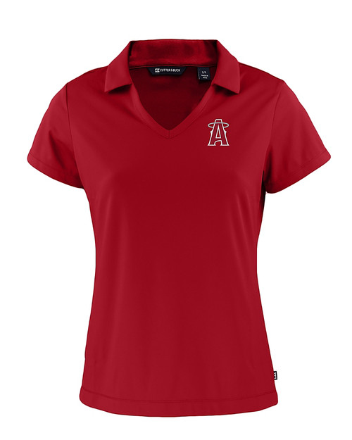 Los Angeles Angels City Connect Cutter & Buck Daybreak Eco Recycled Womens V-neck Polo Cardinal Red Mannequin