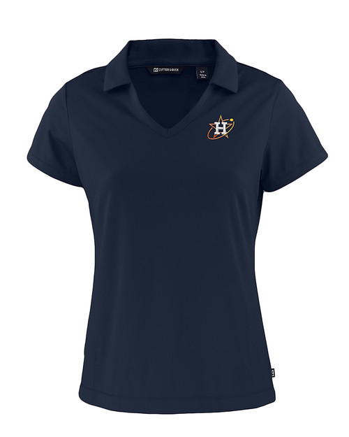 Houston Astros City Connect Cutter & Buck Daybreak Eco Recycled Womens V-neck Polo Navy Blue Mannequin