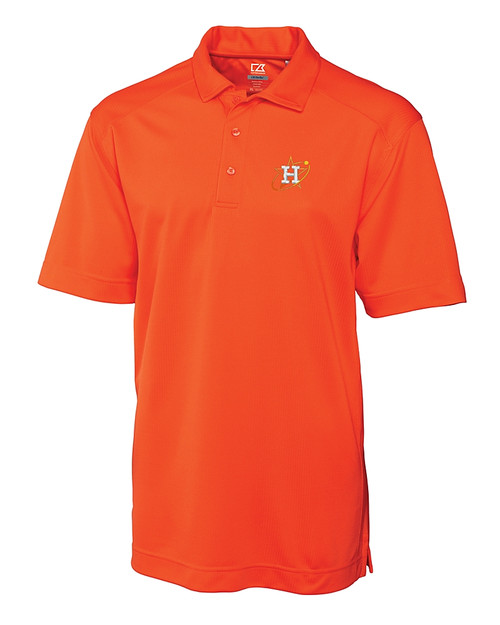 Houston Astros City Connect Cutter & Buck Genre Textured Solid Mens Polo College Orange Mannequin