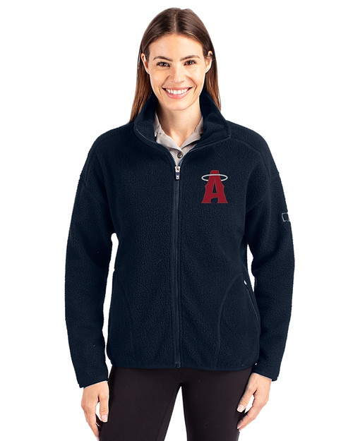 Los Angeles Angels City Connect Cutter & Buck Cascade Eco Fleece Womens Full Zip Jacket Navy Blue Front