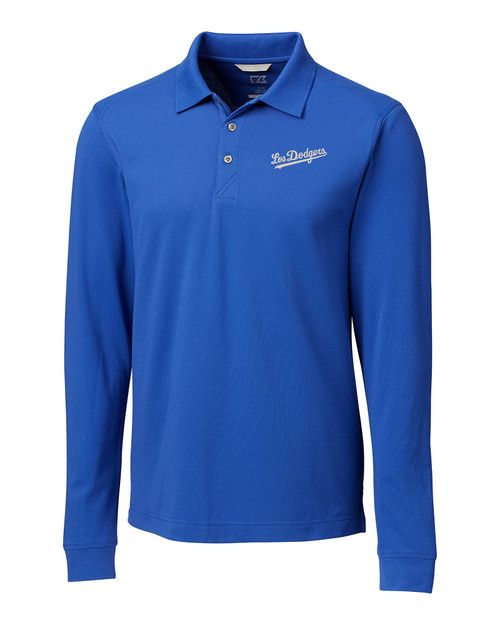 Los Angeles Dodgers City Connect Cutter & Buck Advantage Tri-Blend Pique Mens Long Sleeve Polo CEN_MANN_HG 1