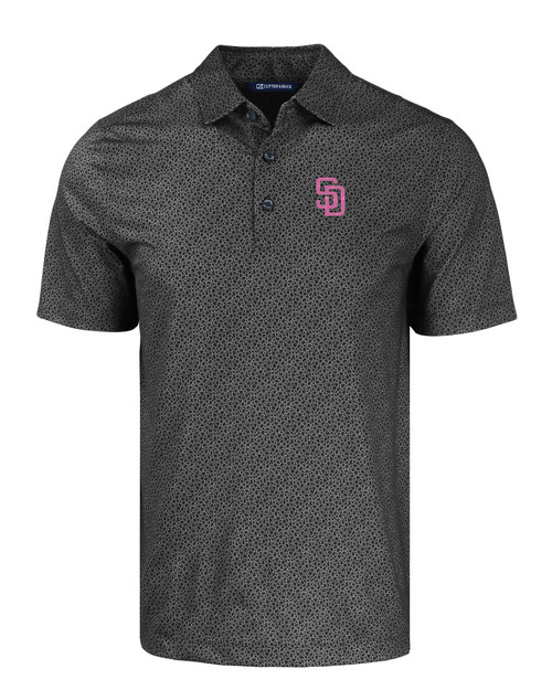 San Diego Padres City Connect Cutter & Buck Pike Eco Pebble Print Stretch Recycled Mens Polo BL_MANN_HG 1