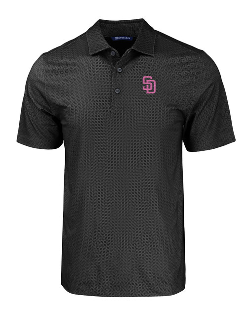 San Diego Padres City Connect Cutter & Buck Pike Eco Tonal Geo Print Stretch Recycled Mens Polo BL_MANN_HG 1