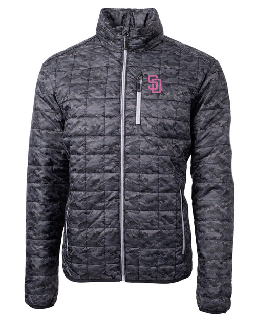 San Diego Padres City Connect Cutter & Buck Rainier PrimaLoft® Mens Eco Insulated Full Zip Printed Puffer Jacket BL_MANN_HG 1