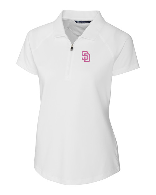 San Diego Padres City Connect Cutter & Buck Forge Stretch Womens Short Sleeve Polo WH_MANN_HG 1