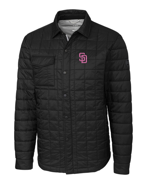 San Diego Padres City Connect Cutter & Buck Rainier PrimaLoft® Mens Eco Insulated Quilted Shirt Jacket BL_MANN_HG 1