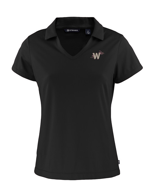 Washington Nationals City Connect Cutter & Buck Daybreak Eco Recycled Womens V-neck Polo Black Mannequin
