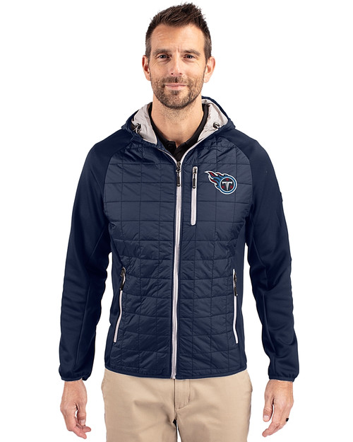 Tennessee Titans Cutter & Buck Rainier Primaloft Mens Eco Full Zip Hybrid Jacket Dark Navy Front