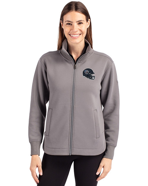 Tennessee Titans NFL Helmet Cutter & Buck Roam Epic Versatility Full Zip Recycled Womens Jacket Elemental Grey Front