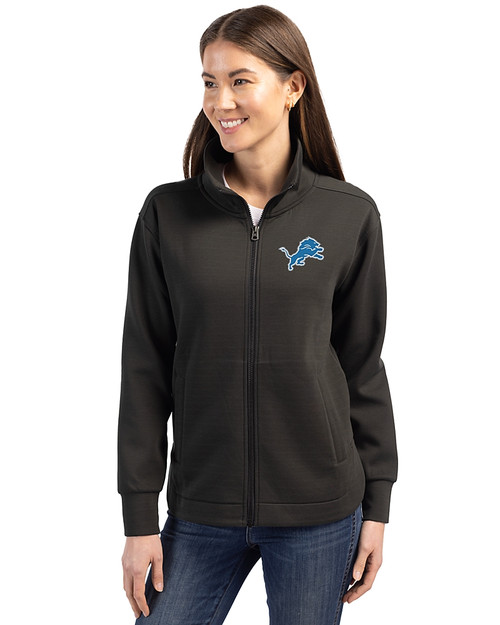 Detroit Lions Cutter & Buck Roam Epic Versatility Full Zip Recycled Womens Jacket Black Front