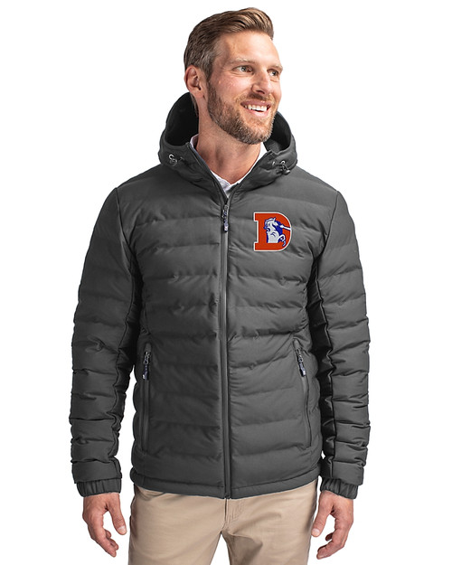 Denver Broncos Historic Cutter & Buck Mission Ridge Repreve® Eco Insulated Mens Puffer Jacket Elemental Grey Front