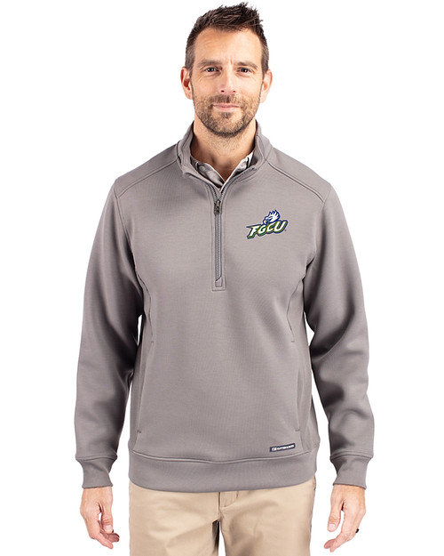 Florida Gulf Coast Eagles Cutter & Buck Roam Epic Versatility Recycled Quarter Zip Mens Pullover Elemental Grey Front