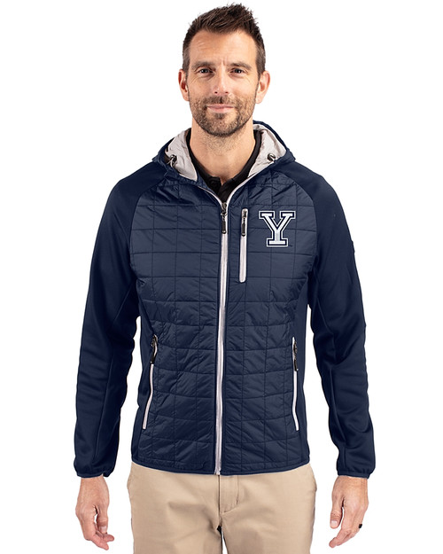 Yale Bulldogs Cutter & Buck Rainier Primaloft Mens Eco Full Zip Hybrid Jacket Dark Navy Front