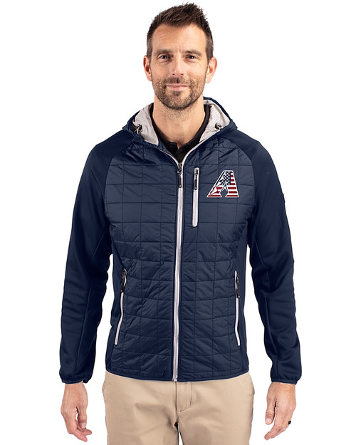 Arizona Diamondbacks Stars & Stripes Cutter & Buck Rainier Primaloft Mens Eco Full Zip Hybrid Jacket Dark Navy Front