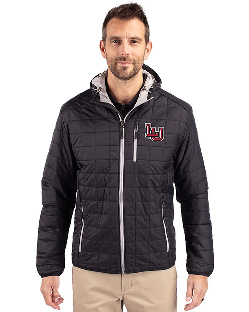 Lamar Cardinals Cutter & Buck Rainier Primaloft Eco Mens Full Zip Hooded Jacket Black Front