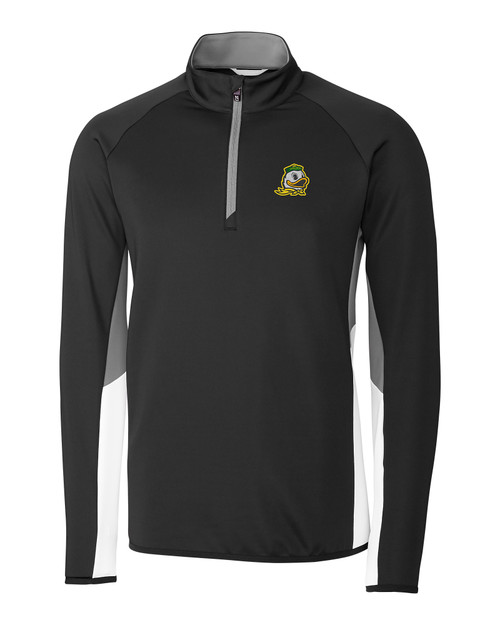 Oregon Ducks Cutter & Buck Traverse Colorblock Stretch Quarter Zip Mens Pullover BL_MANN_HG 1