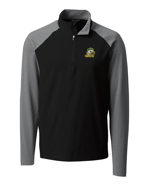 Oregon Ducks Cutter & Buck Response Lightweight Hybrid Quarter Zip Mens Pullover Windbreaker Black Mannequin
