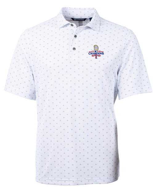 Texas Rangers 2023 World Series Champions Cutter & Buck Virtue Eco Pique Tile Print Recycled Mens Polo WH_MANN_HG 1
