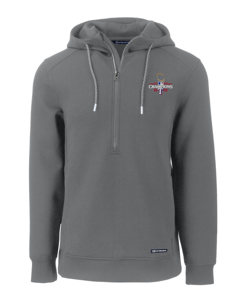 Texas Rangers 2023 World Series Champions Cutter & Buck Roam Eco Half Zip Recycled Mens Pullover Hoodie EG_MANN_HG 1