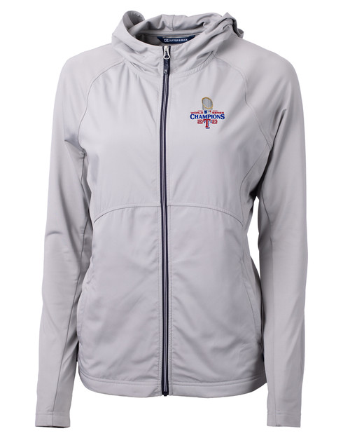 Texas Rangers 2023 World Series Champions Cutter & Buck Adapt Eco Knit Hybrid Recycled Womens Full Zip Jacket POL_MANN_HG 1