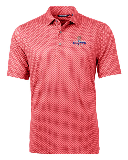 Texas Rangers 2023 World Series Champions Cutter & Buck Pike Banner Print Stretch Men's Polo CDR_MANN_HG 1