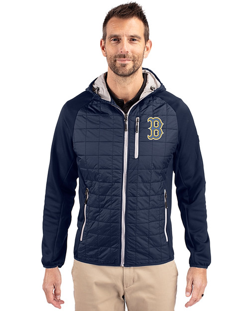 Boston Red Sox City Connect Cutter & Buck Rainier Primaloft Mens Eco Full Zip Hybrid Jacket Dark Navy Front