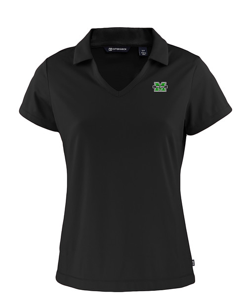 Marshall Thundering Herd Cutter & Buck Daybreak Eco Recycled Womens V-neck Polo Black Mannequin