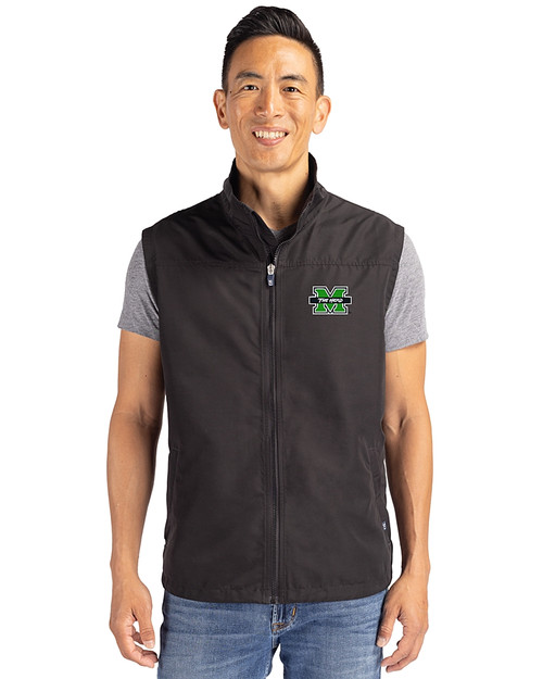 Marshall Thundering Herd Cutter & Buck Charter Eco Full-Zip Mens Big & Tall Vest Black Front