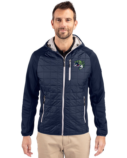 Gwinnett Stripers Cutter & Buck Rainier Primaloft Mens Eco Full Zip Hybrid Jacket Dark Navy Front