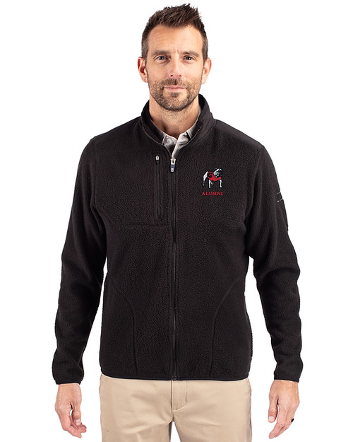 Georgia Bulldogs Alumni Cutter & Buck Cascade Eco Sherpa Mens Big & Tall Fleece Jacket Black Front