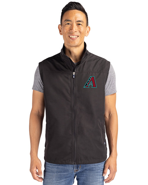 Arizona Diamondbacks Cutter & Buck Charter Eco Full-Zip Mens Big & Tall Vest Black Front