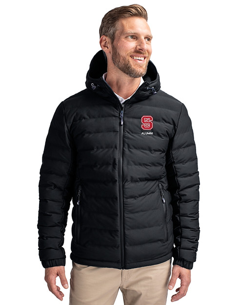 North Carolina State Wolfpack Alumni - Cutter & Buck Mission Ridge Repreve® Eco Insulated Mens Puffer Jacket Black Front