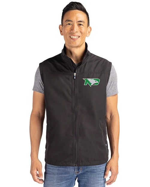 North Dakota Cutter & Buck Charter Eco Full-Zip Mens Big & Tall Vest Black Front