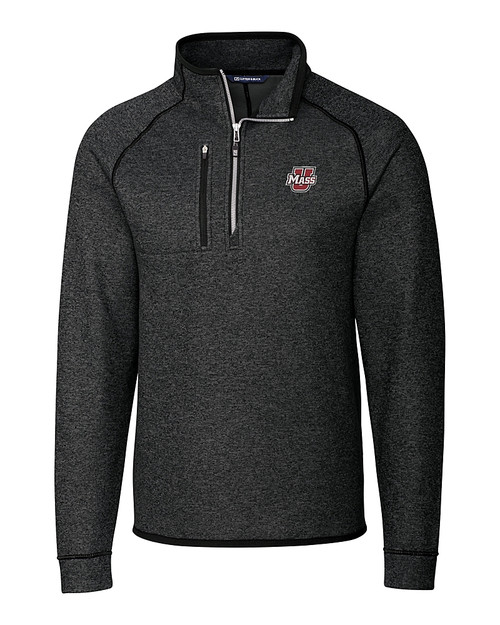 Umass Minutemen Cutter & Buck Mainsail Sweater-Knit Mens Big and Tall Half Zip Pullover Jacket CCH_MANN_HG 