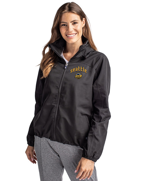 Seattle Mariners City Connect Cutter & Buck Charter Eco Recycled Womens Full-Zip Jacket Black Front