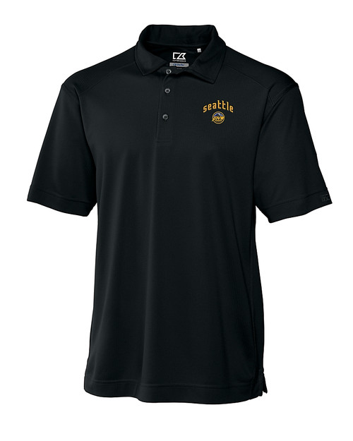 Seattle Mariners City Connect Cutter & Buck CB Drytec Genre Textured Solid Mens Big and Tall Polo Black Mannequin